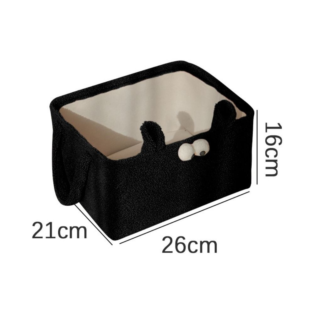 Teddy Opbergmand Zwart – Rechthoekig – 26x21x16cm