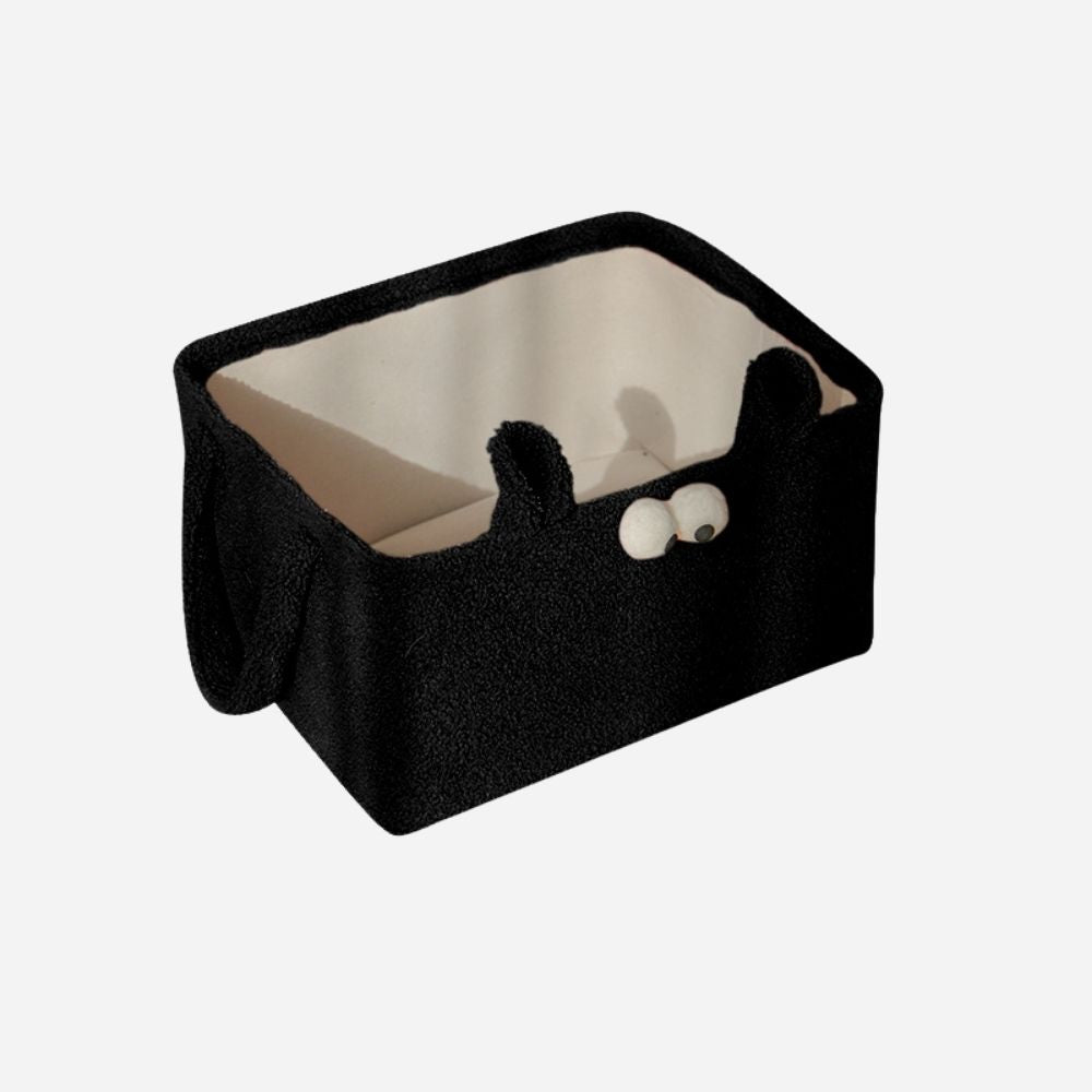 Teddy Opbergmand Zwart – Rechthoekig – 26x21x16cm