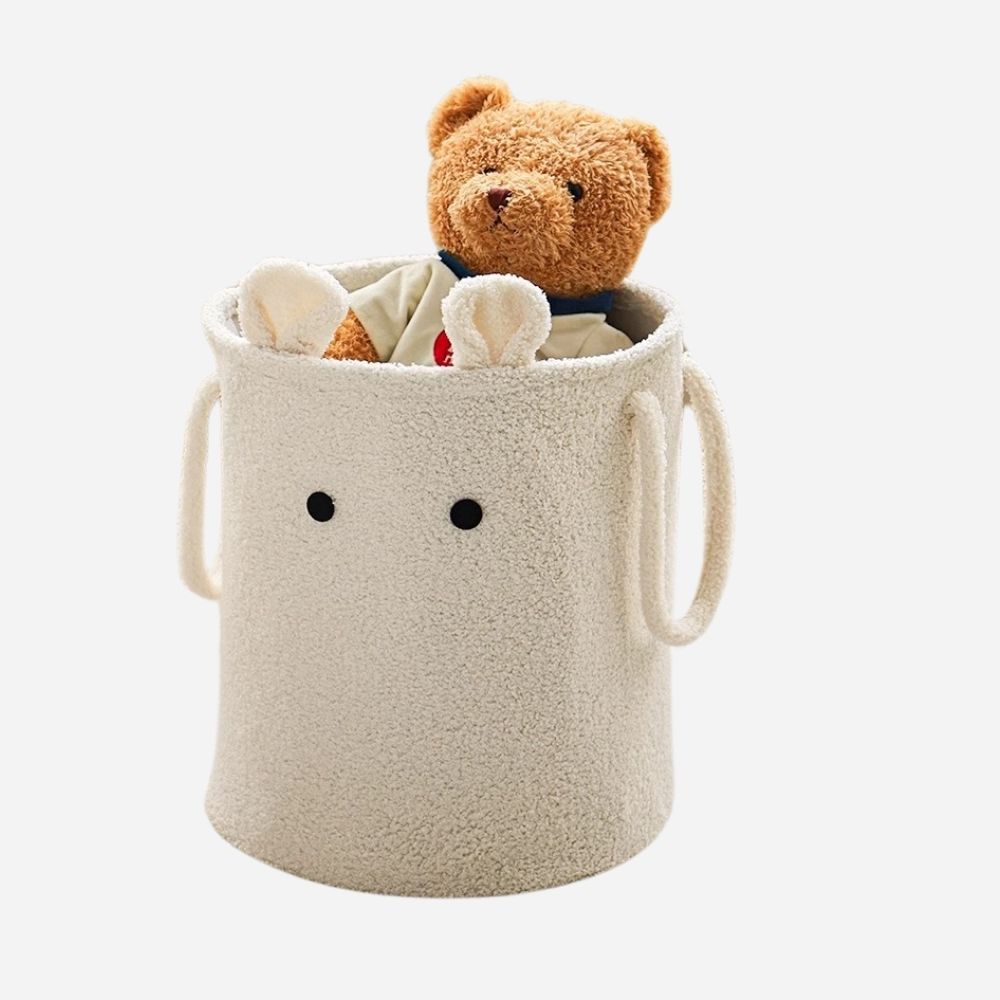Luxe Teddy Opbergmand Wit – 35x39 cm